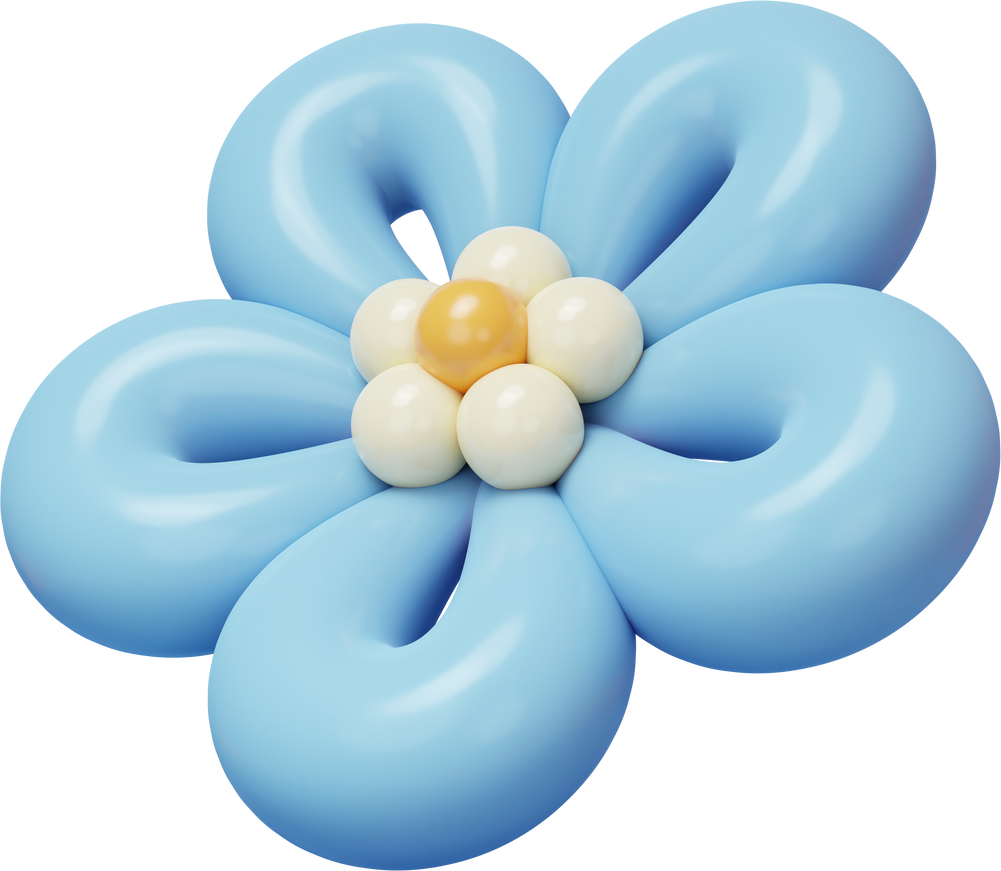 3D Baby Blue Flower Balloon Art Decoration