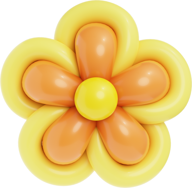 3D Cute Orange and Yellow Flower Balloon Art